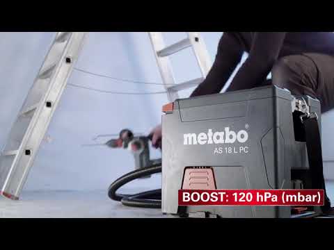 Akumuliatorinio dulkių siurblio AS 18 L PC korpusas, Metabo video