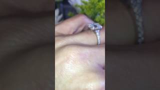 $1740 FOREVER ONE MOISSANITE ENGAGEMENT RING EMERALD CUT CENTER DIAMOND HALO RING