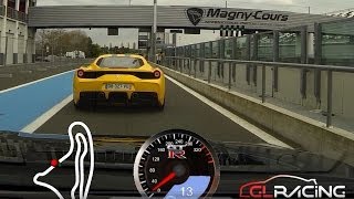 preview picture of video 'Ferrari 458 Speciale VS Nissan GT-R - Club 911 IDF - Magny Cours F1'