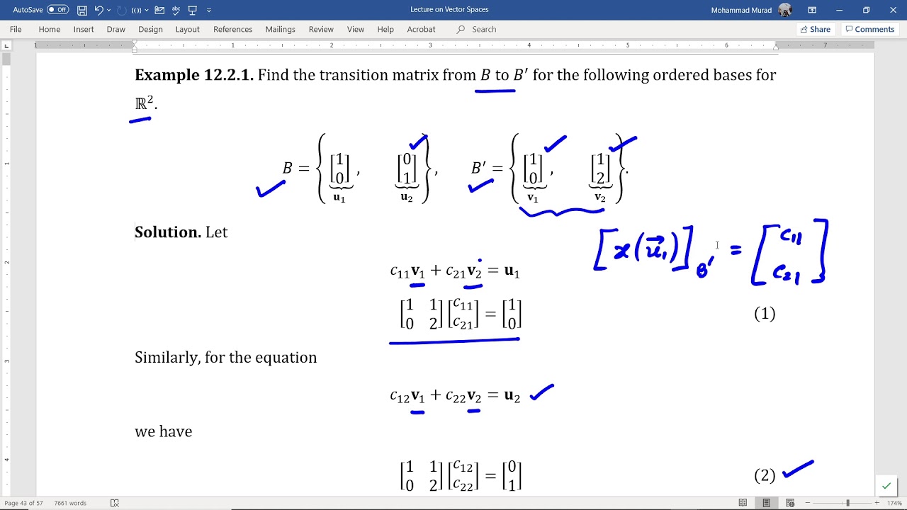 Lecture 12 Part 2: Coordinates and Change of Basis
