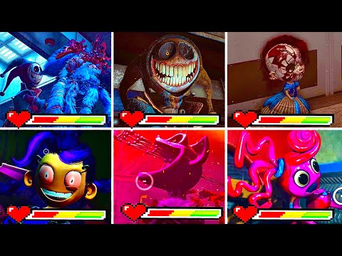 Poppy Playtime: Chapter 1~5 All Main Bosses With Healthbar & Death Scenes (showcase)