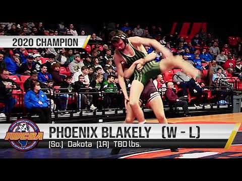 Phoenix Blakely (120 lbs.) of Dakota High School
