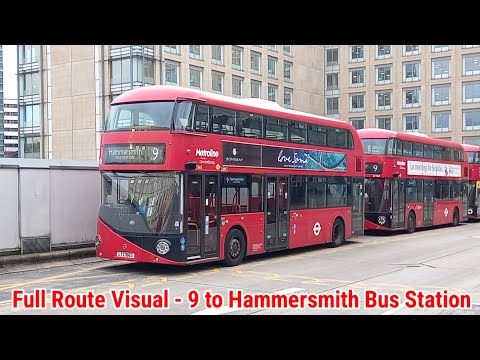 Full Route Visual | London Bus Route 9 - Aldwych to Hammersmith Bus Station | (LT663) LTZ1663