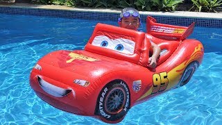 Pool Fun Time With A Giant Inflatable Disney Cars Lightning McQueen Ckn Toys