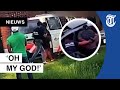 Hier wordt rapper Bigidagoe opgepakt