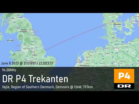 [Tropo FM DX] 94.00MHz DR P4 in Velje, Denmark from the UK