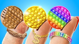 POOR vs RICH vs GIGA RICH FIDGET TOYS || How to Make DIY Trading Fidget Toys by 123 GO!