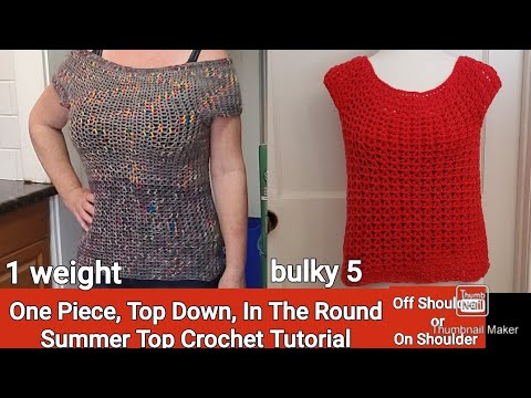 How to Crochet Easy One Piece, Top Down Top | Shirt | T-Shirt | Size Adjustable | Tutorial