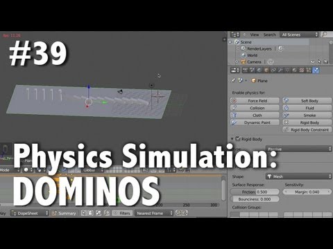 Blender 2.6 Tutorial 39 - Dominos (Physics) Simulation
