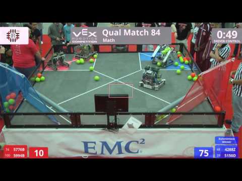 VEX Worlds 2016 - VRC High School - Math - Qual 84 (5776B 5994B) 61 vs 95 (4288Z 5150D)