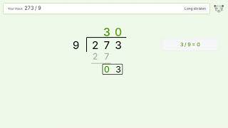 Long Division Problem 273/9: Step-by-Step Video Solution