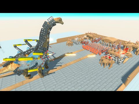 Cyber Dinosaurs vs Ancient Army on City - Attachable Weapons in Animal Revolt Battle Simulator
