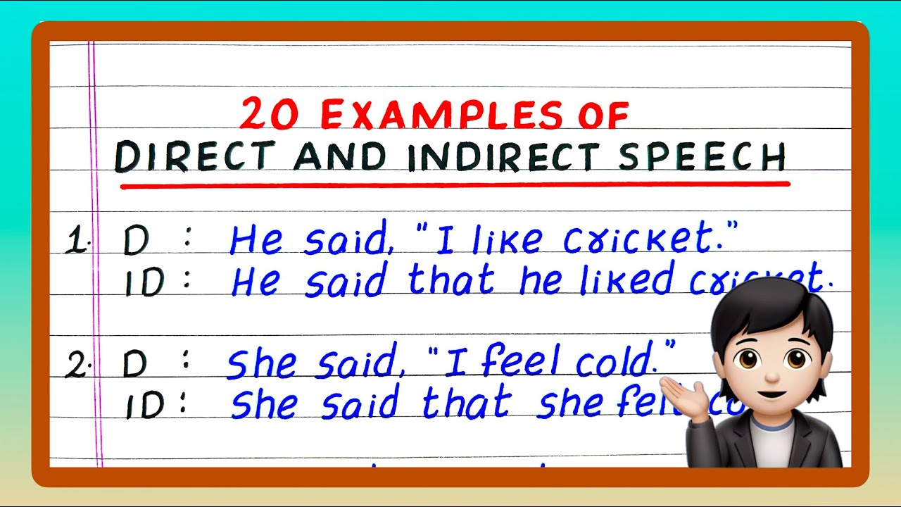 20 Direct and Indirect Speech | Examples of Direct and Indirect Speech