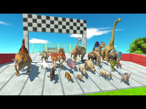 HURDLES SPEED RACE ALL DINOSAURS VS ANIMALS - WHO WILL WIN? - Animal Revolt Battle Simulator
