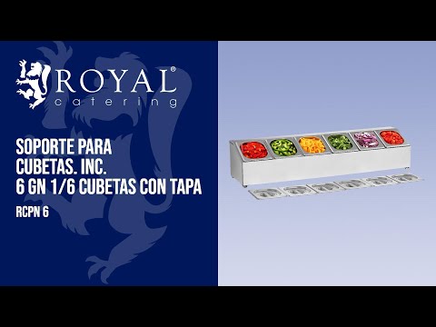 vídeo - Soporte para cubetas. Inc. 6 GN 1/6 cubetas con tapa