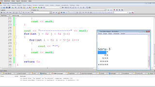 C++ Programlama - Ders 19 - İç içe döngüler (Nested loops) örnek 2: Yıldızlarla şekil çizme