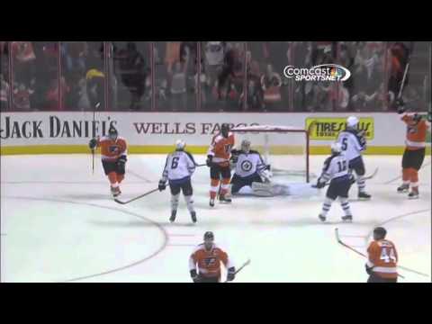Claude Giroux huge slapshot goal vs Jets - NHL 23/2/13