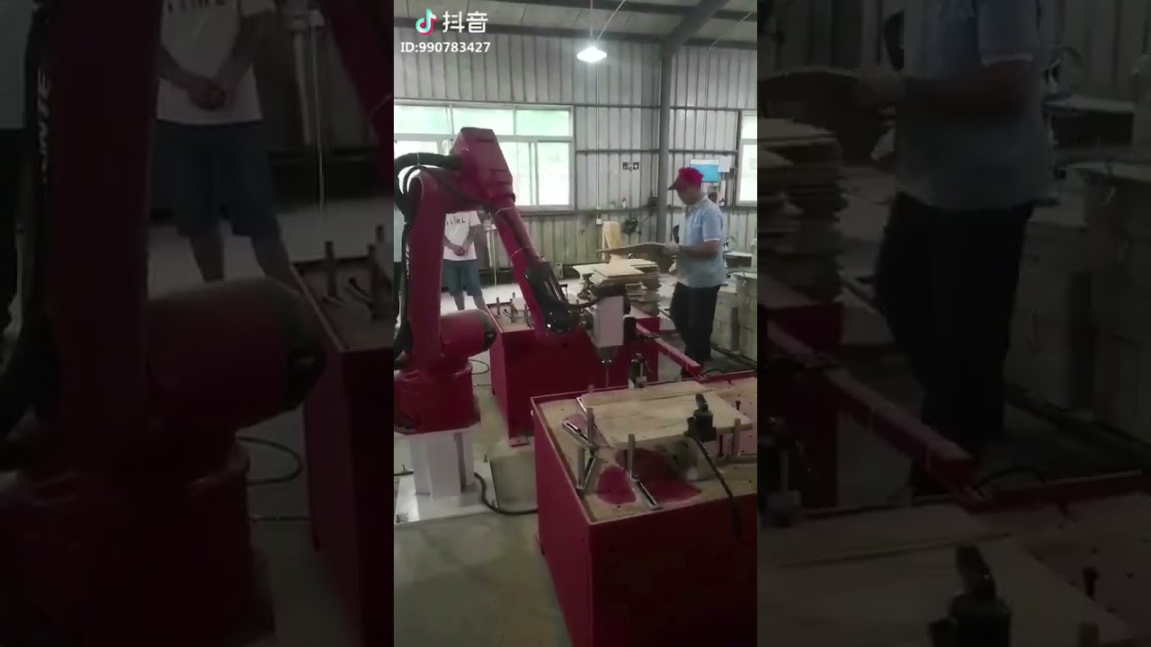 Drilling robot, robotic arm drilling hole on wood