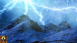Winter Thunderstorm &amp; Snowstorm Sounds with Wind, Thunder and Lightning Sound Effects | 10 Hours