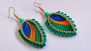 Quilling Earrings Peacock Design | Quilled Peacock Feather Earrings