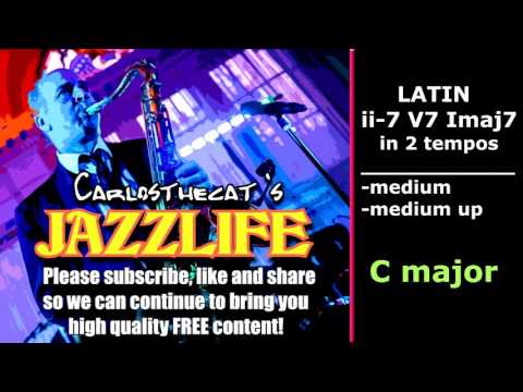 C Latin ii-7 V7 Imaj7 Play-a-long Jam Track in 2 Tempos