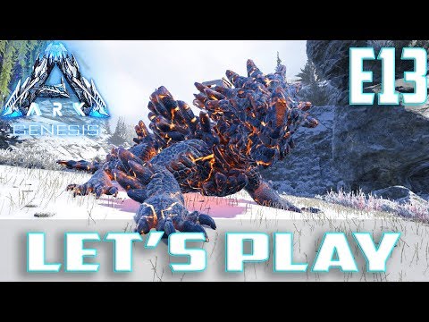 Let's Play ARK:Survival Evolved Genesis DLC-Ep.13-Magmasaur Egg Stealing,& Raising
