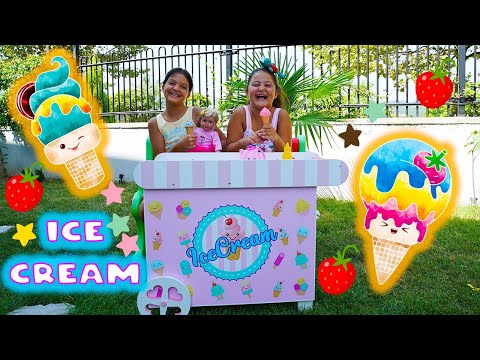 Masal and Öykü pretend play Selling Ice Cream