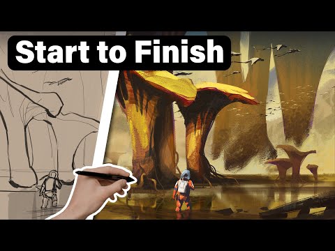 How to Paint a Sci Fi Environment (Concept Art Tutorial)