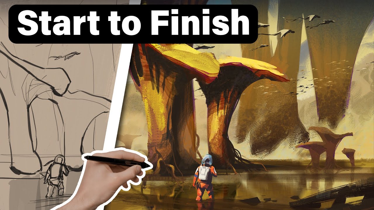 How to Paint a Sci Fi Environment (Concept Art Tutorial)