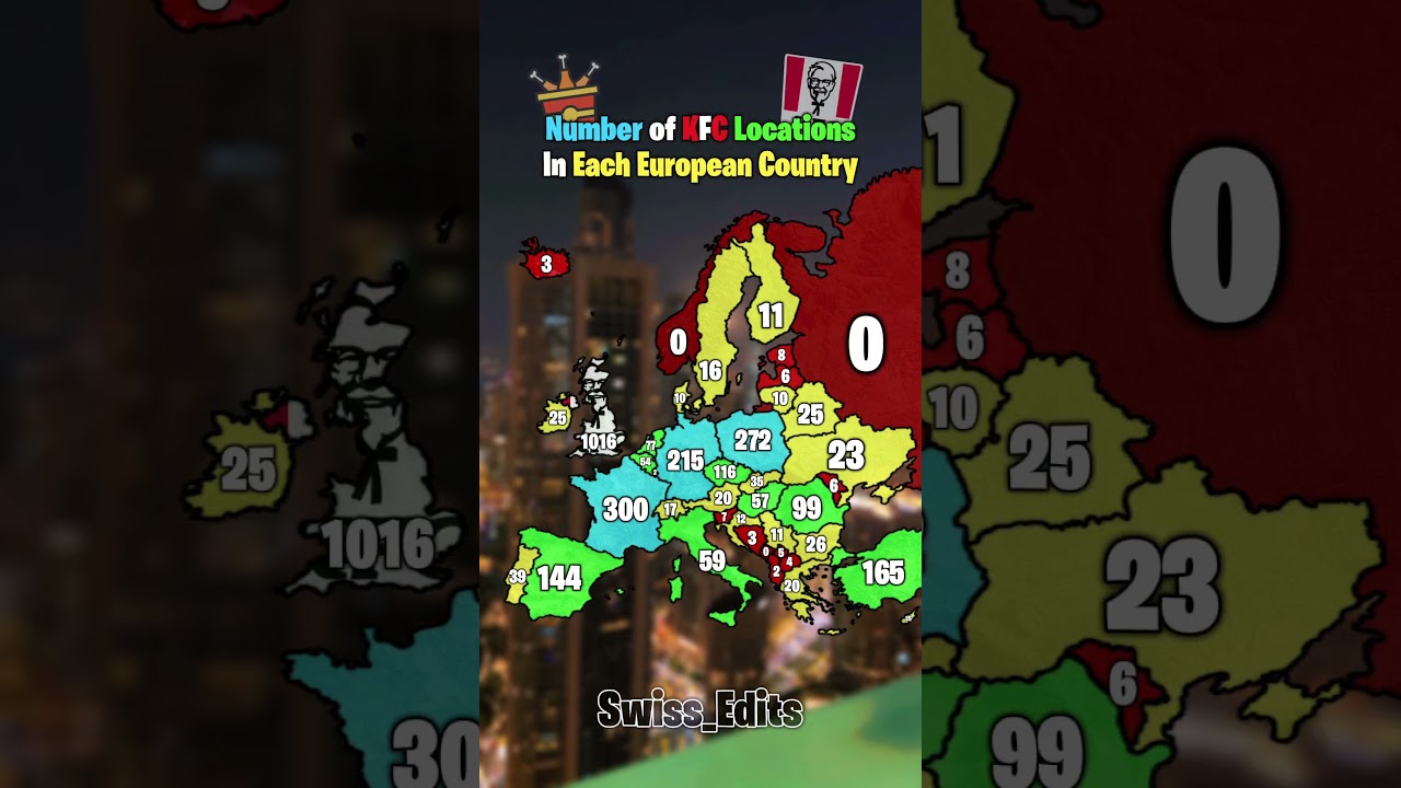 Number of KFC locations in each european country