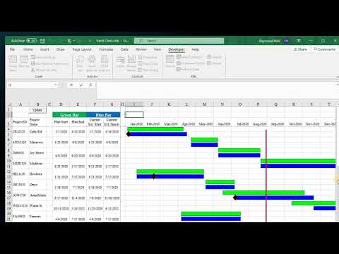 Use VBA to Build a Dynamic Gantt Chart with annotation diamonds