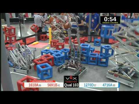 2015 VRC Tech Q103 - 1618A 5691B vs 1270D 4716A - 40 to 50 - VEX Worlds 2015 - Technology Division