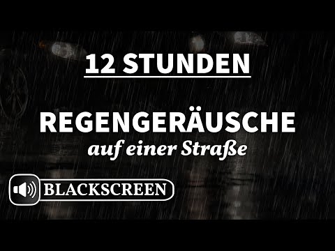 Rain on a Street: Rain Sounds with Passing Cars (12 Hours) Blackscreen