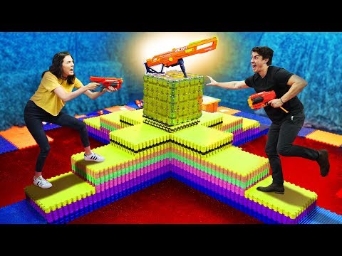 NERF Battle At The VOLCANO Challenge! Video