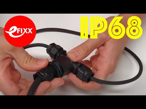 Part of a video titled Joining cables with a TEETUBE IP68 waterproof connector system.