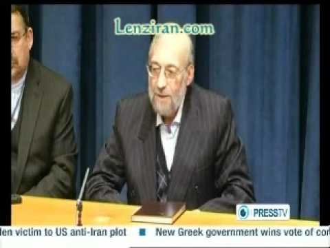 Larijani answer about arrest of Karoubi,Mousavi & Ahmad Shaheed in New York (New Copy)