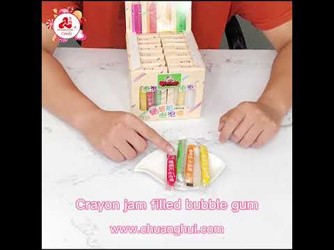Supply halal fruit flavor Colorful Crayon shape jam filled bubble gum  CH-E266 Wholesale Factory - Guangdong Chuanghui Foodstuffs Co., Ltd