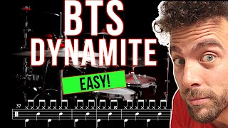 BTS - Dynamite - Drum cover (with scrolling drum score)