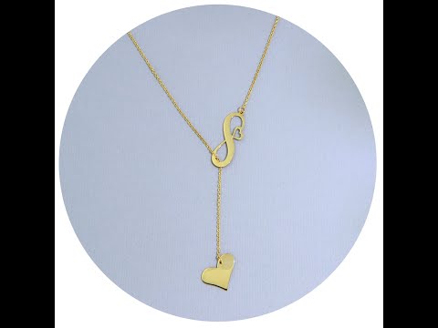 Colier Aur Galben 14 k Inimi si Infinit - Iubire Profunda