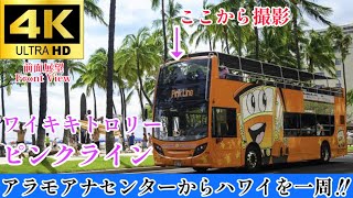 【4K60fps.前面展望】二階建てバスの中からハワイ🌺街中をぐるりと一周!! ピンクライン アラモアナセンターから一周 Hawaii Pink Line Bass Aramoana Center