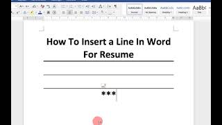 How To Insert a Line In Word For Resume