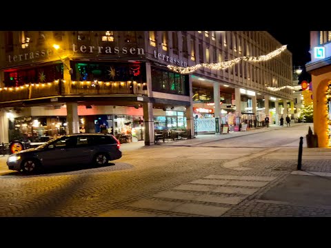 Sweden Walks: Uppsala city streets in the evening.