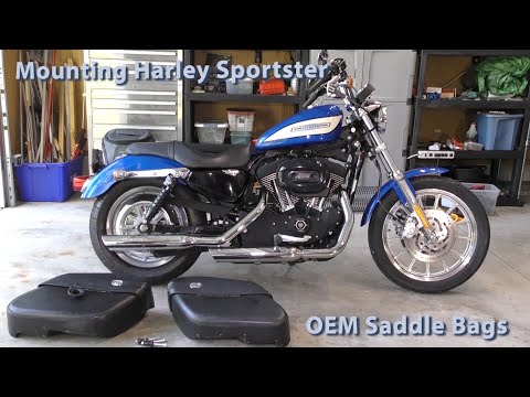 Mounting Harley Sportster OEM Saddle Bags. Installing...