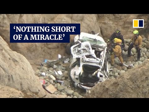 Four passengers survive after Tesla plunges off California cliff
