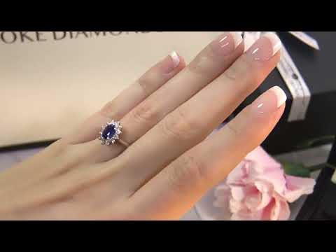 CR1007 Sapphire & Diamond Halo Gemstone Ring