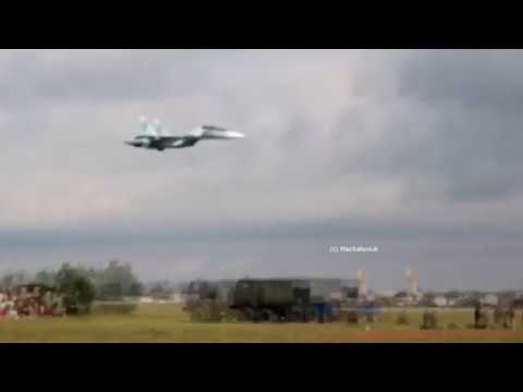 Low pass Su-30SM fighter jet aerobatic team Falcons Of Russia