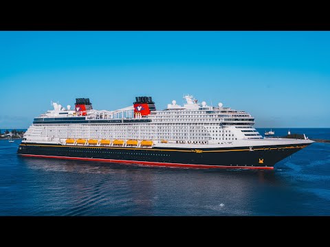 Disney Wish Shows off with All Horns Departing Nassau