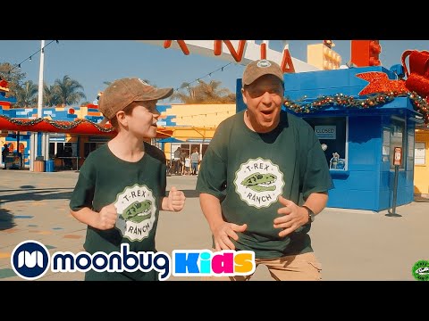 Dinosaur Toys at Legoland California | T-Rex Ranch Adventures | Kids Songs | Moonbug Kids