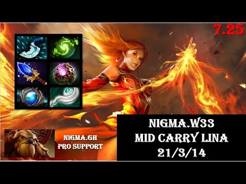 Nigma.W33 (Lina) Mid Carry 21 Kills + Nigma.GH (Earthshaker)Pro Support 24 Assist |Dota 2 Highlights
