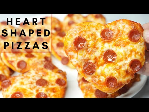MINI HEART SHAPED PIZZAS | 2 INGREDIENT PIZZA DOUGH |...